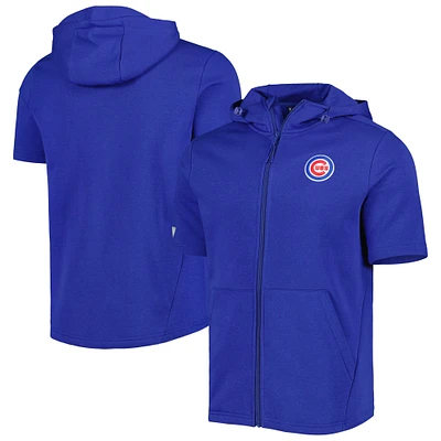 Chandail à capuchon manches courtes et fermeture éclair intégrale Levelwear Chicago Cubs Recruit pour homme