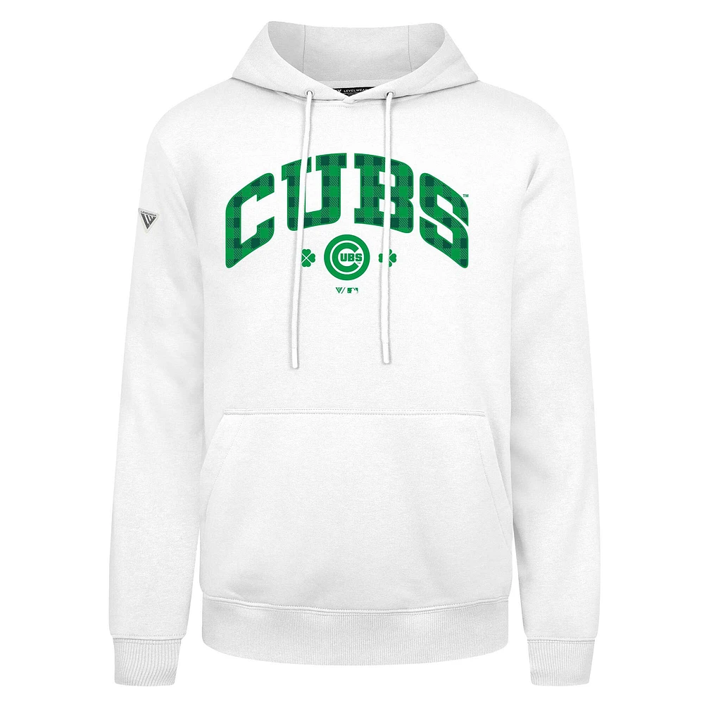 Sweat à capuche carreaux Podium de la Saint-Patrick des Chicago Cubs pour homme Levelwear blanc