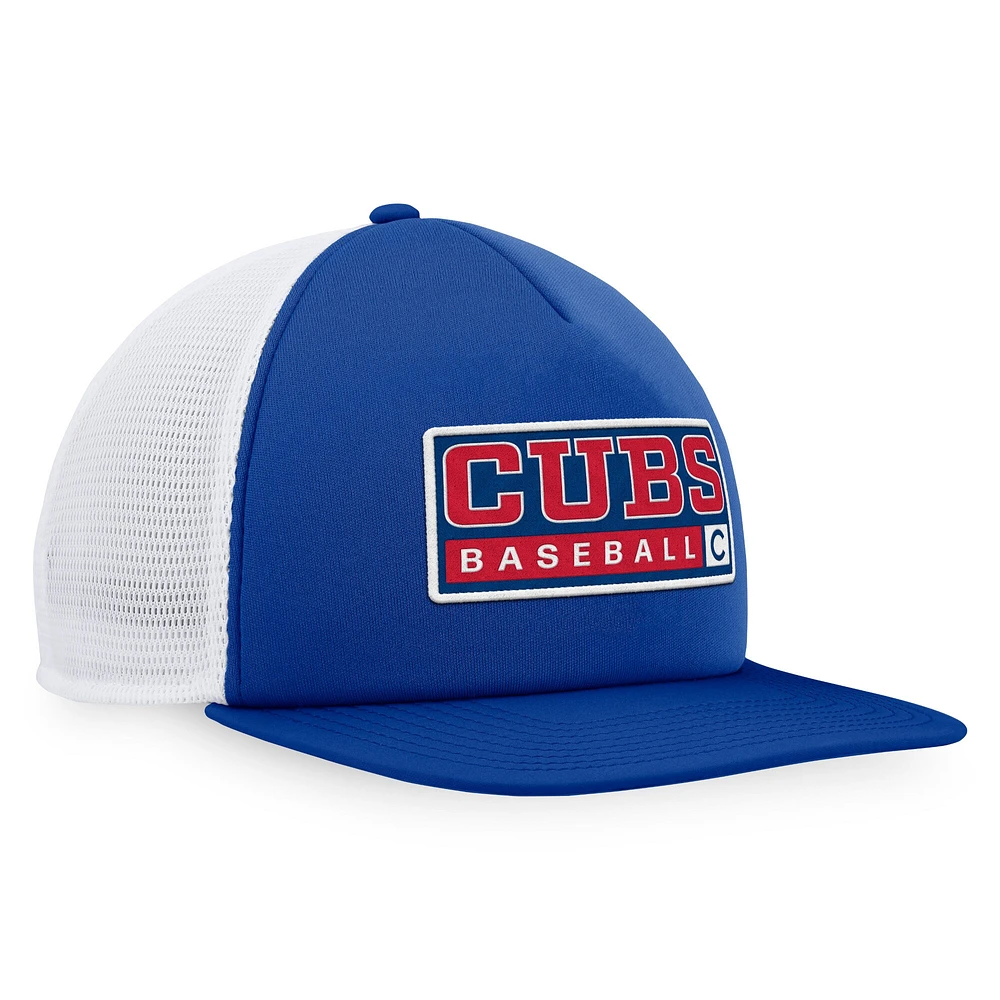 Men's Majestic Royal/White Chicago Cubs Foam Trucker Snapback Hat