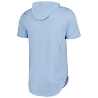 T-shirt à capuche en trois mélanges Majestic Threads pour hommes, bleu clair