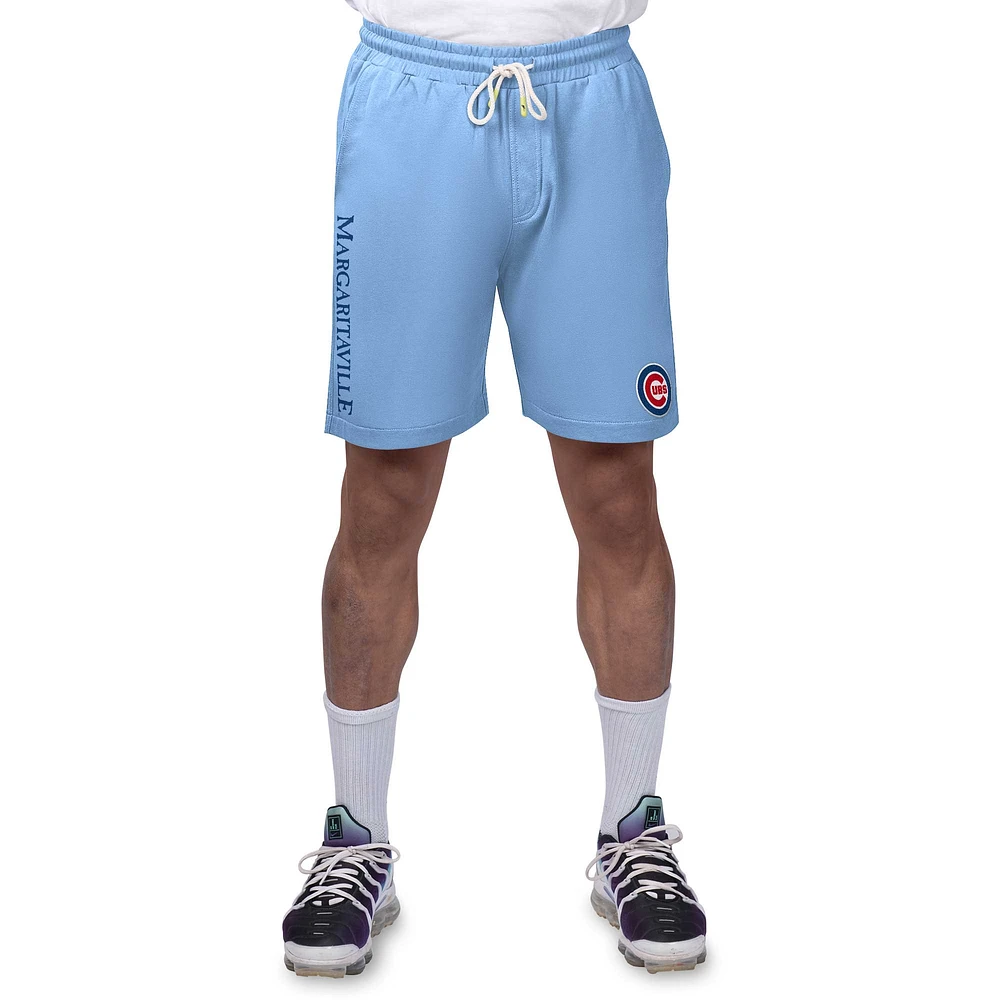 Short en tissu éponge pêche Margaritaville bleu clair Chicago Cubs pour hommes