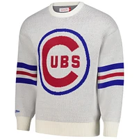 Men's Mitchell & Ness Cream Chicago Cubs Retro Pullover Sweater