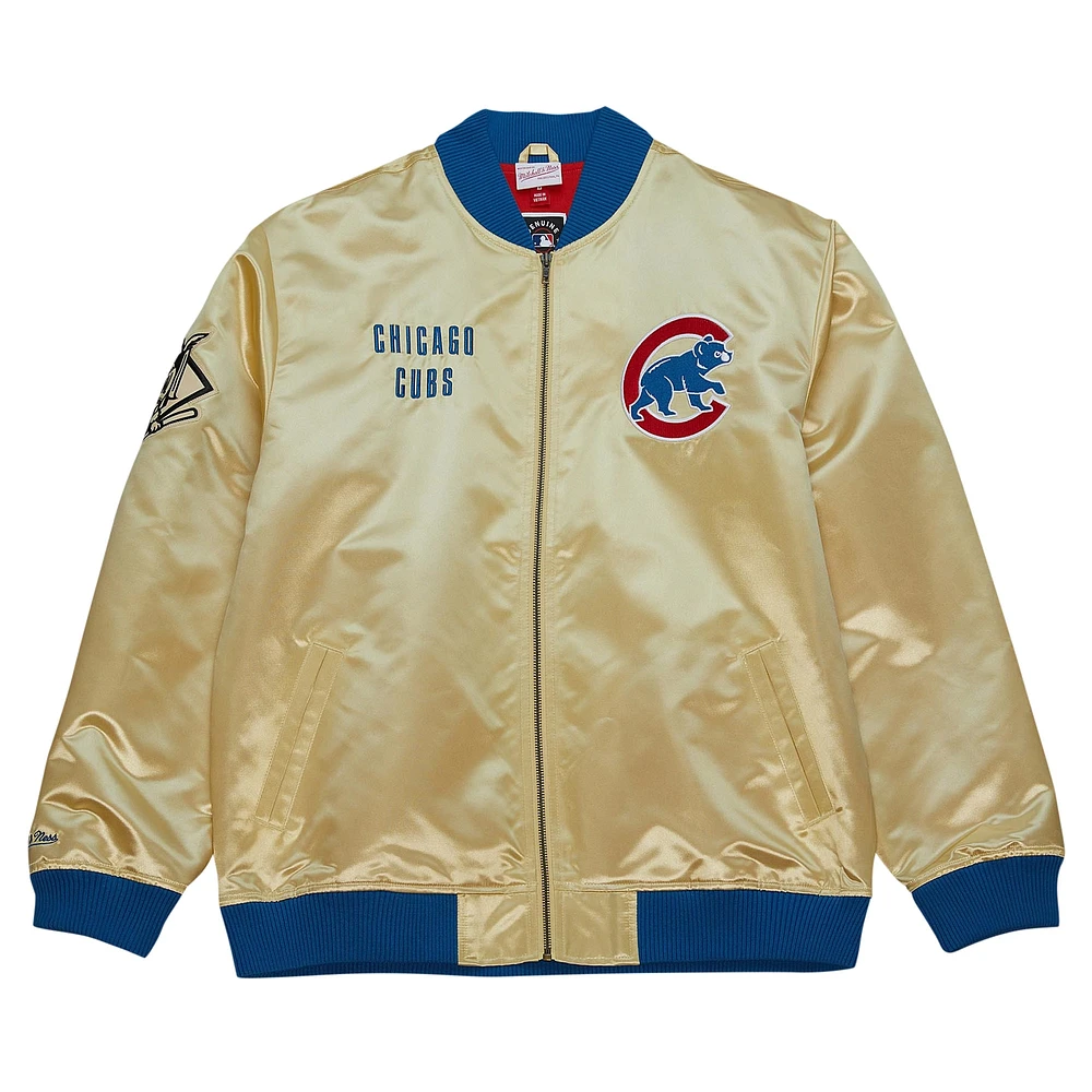 Veste légère en satin entièrement zippée Mitchell & Ness Gold Chicago Cubs OG 2.0 pour hommes