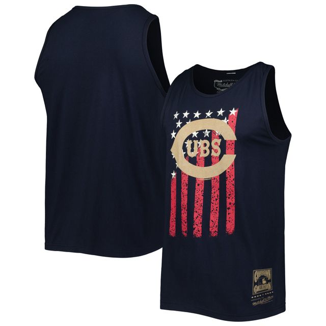 Débardeur pour homme Mitchell & Ness bleu marine Chicago Cubs Cooperstown Collection Stars and Stripes