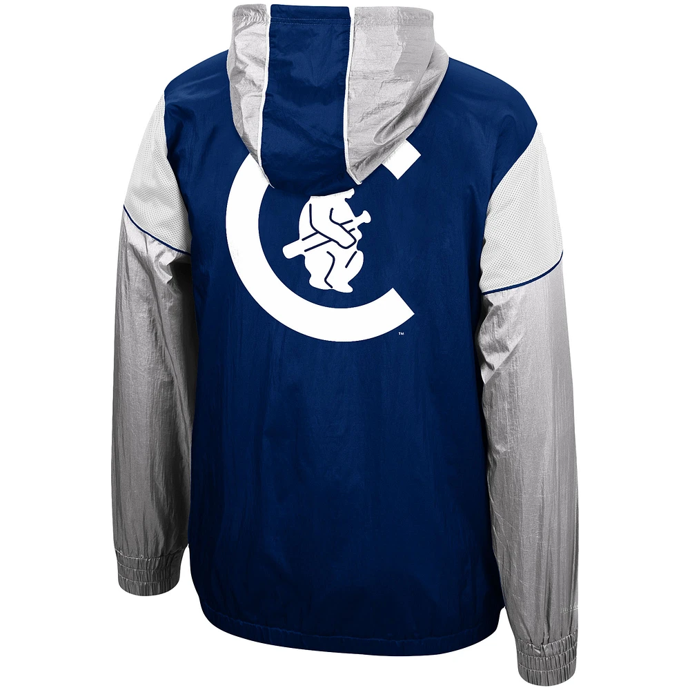 Men's Mitchell & Ness Navy Chicago Cubs Highlight Reel Windbreaker Half-Zip Hoodie Jacket