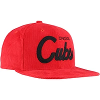 Casquette Snapback en velours côtelé rouge Chicago Cubs de Mitchell & Ness pour homme