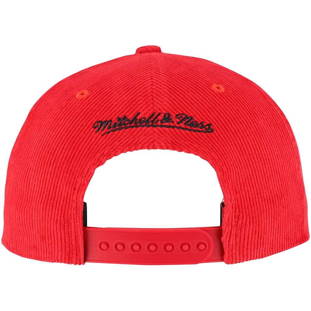 Casquette Snapback en velours côtelé rouge Chicago Cubs de Mitchell & Ness pour homme