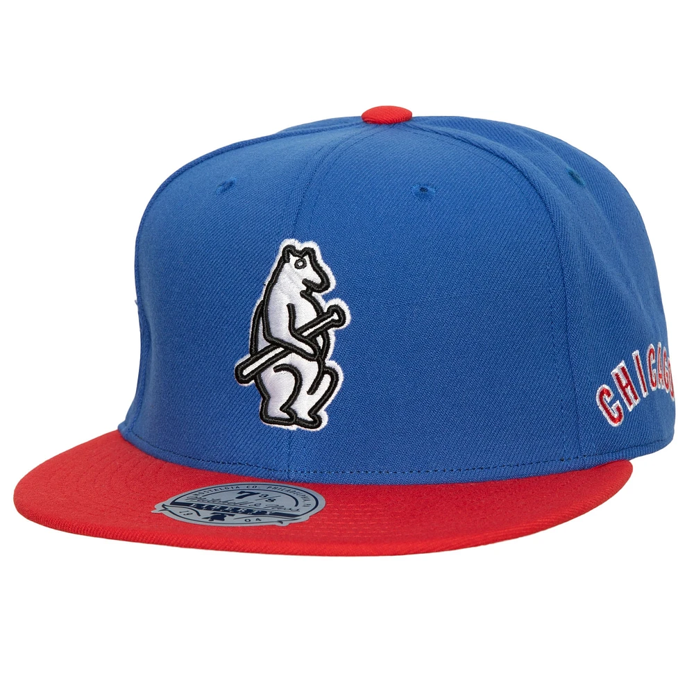 Casquette ajustée Chicago Cubs Bases Loaded Mitchell & Ness pour homme Royal/Rouge