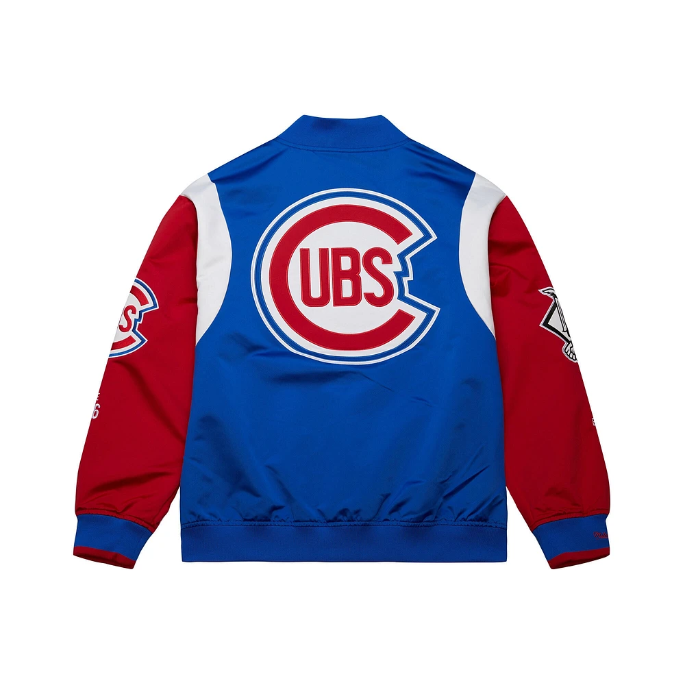 Men's Mitchell & Ness Royal/Red Chicago Cubs Cooperstown Collection Team Origins Satin Full-Snap Jacket