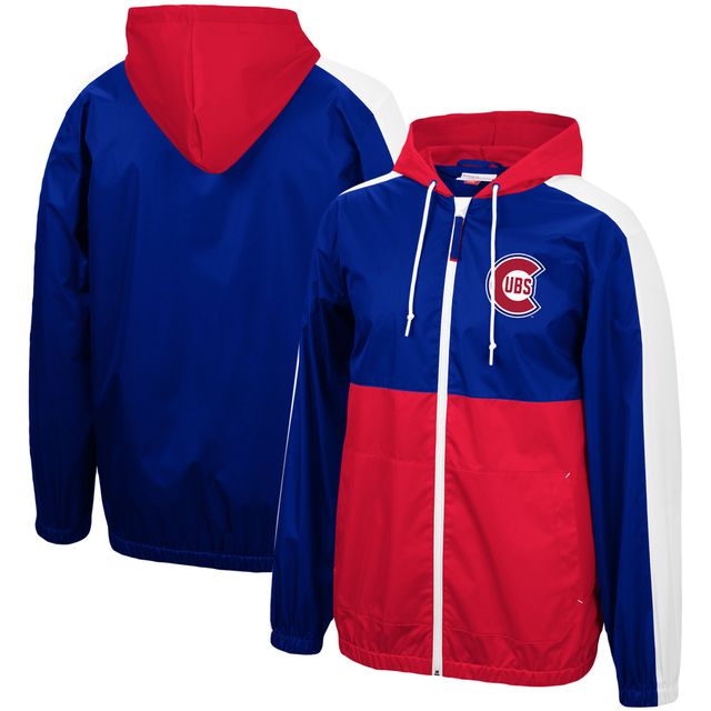 Mitchell & Ness Royal/Red Chicago Cubs Game Day Veste à capuche coupe-vent entièrement zippée pour hommes