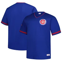 T-shirt col V Mitchell & Ness Royal Chicago Cubs pour homme, grande taille