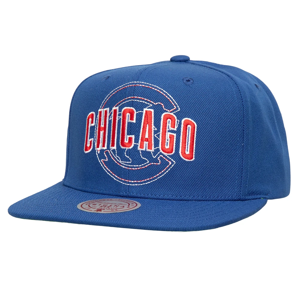 Men's Mitchell & Ness Royal Chicago Cubs Double Up Snapback Hat