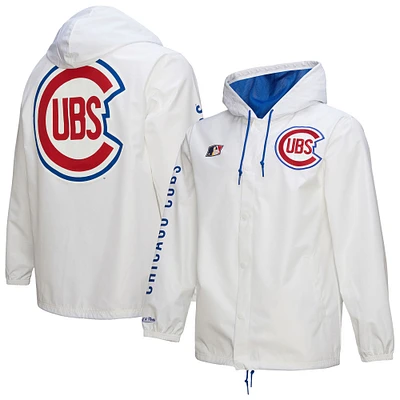 Men's Mitchell & Ness White Chicago Cubs Vintage Full-Snap Hooded Coaches Jacket