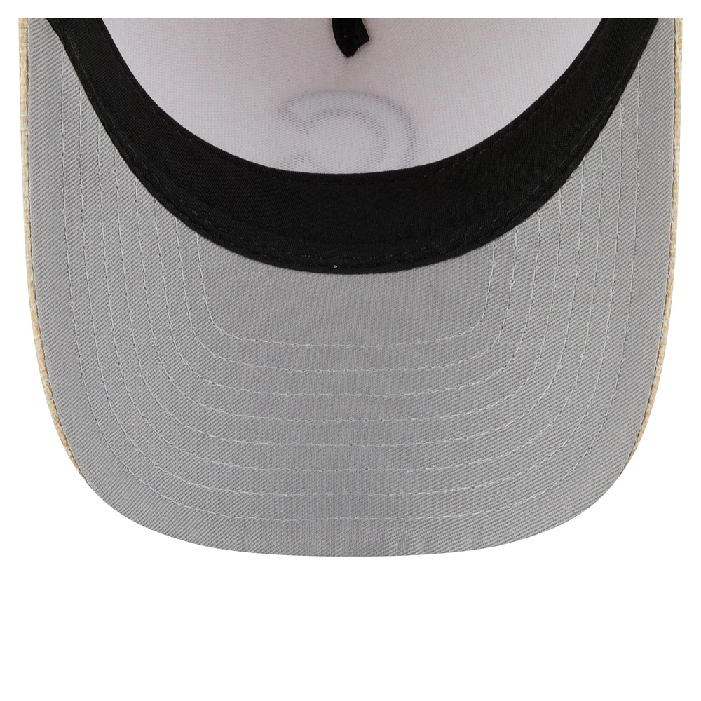 Casquette ajustable 9FORTY en coton tissé beige New Era pour homme des Chicago Cubs, modèle M-Crown A-Frame