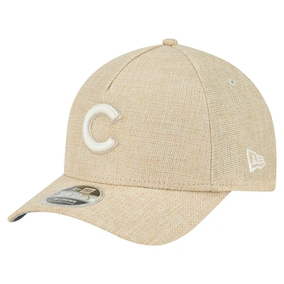 Casquette ajustable 9FORTY en coton tissé beige New Era pour homme des Chicago Cubs, modèle M-Crown A-Frame