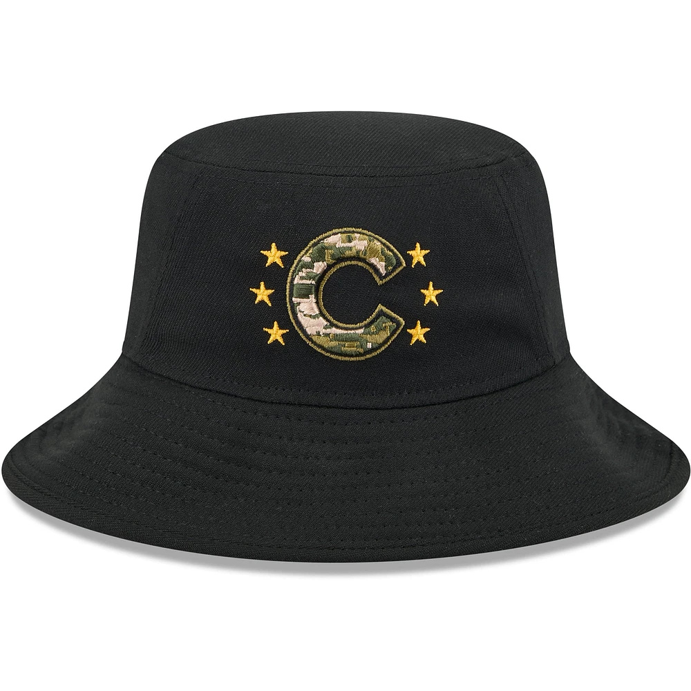 Men's New Era  Black Chicago Cubs 2024 Armed Forces Day Bucket Hat