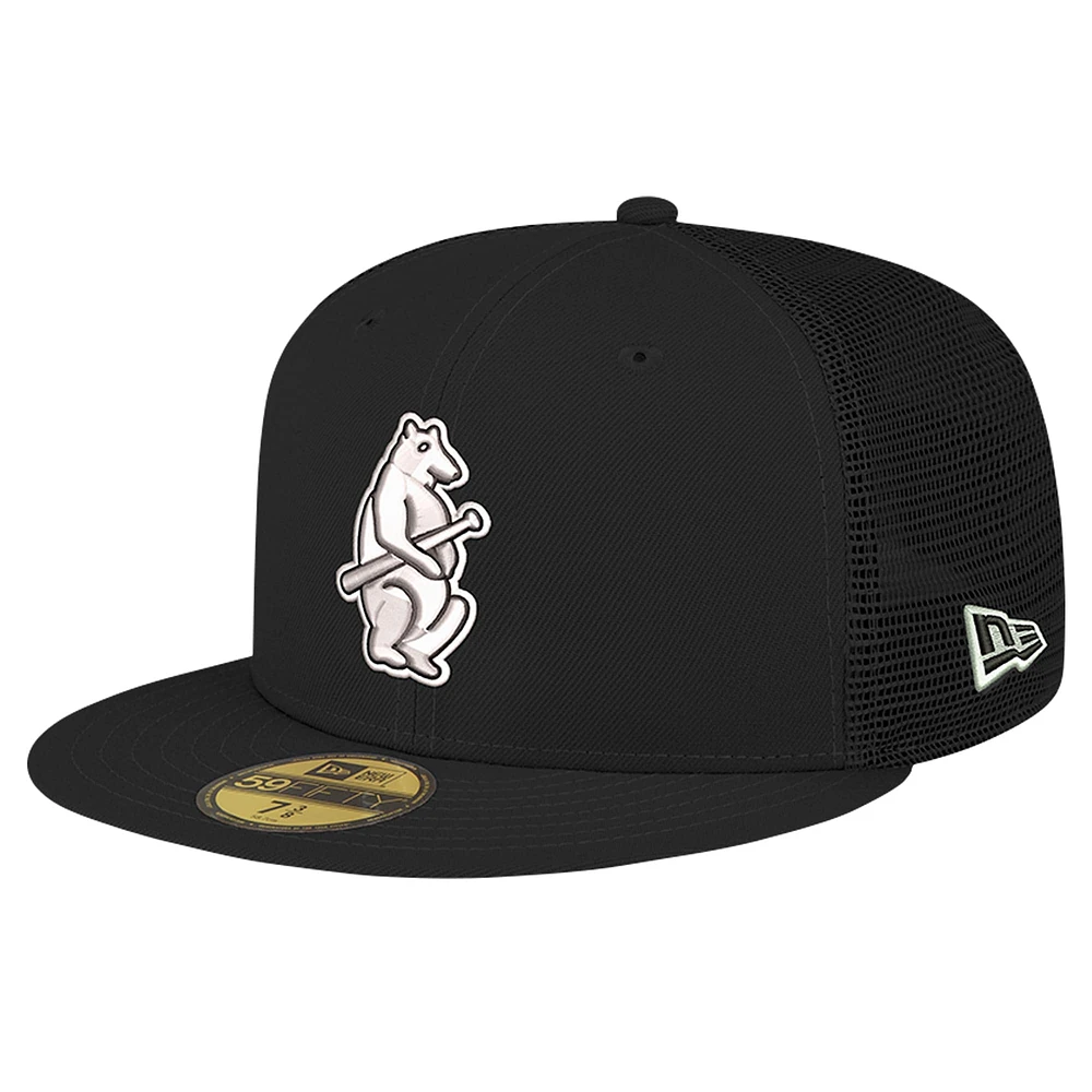 Men's New Era Black Chicago Cubs 59FIFTY Trucker Fitted Hat