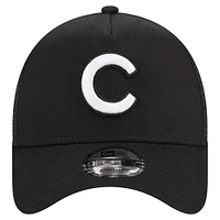 Casquette réglable noire A-Frame 9FORTY Trucker des Chicago Cubs New Era pour hommes