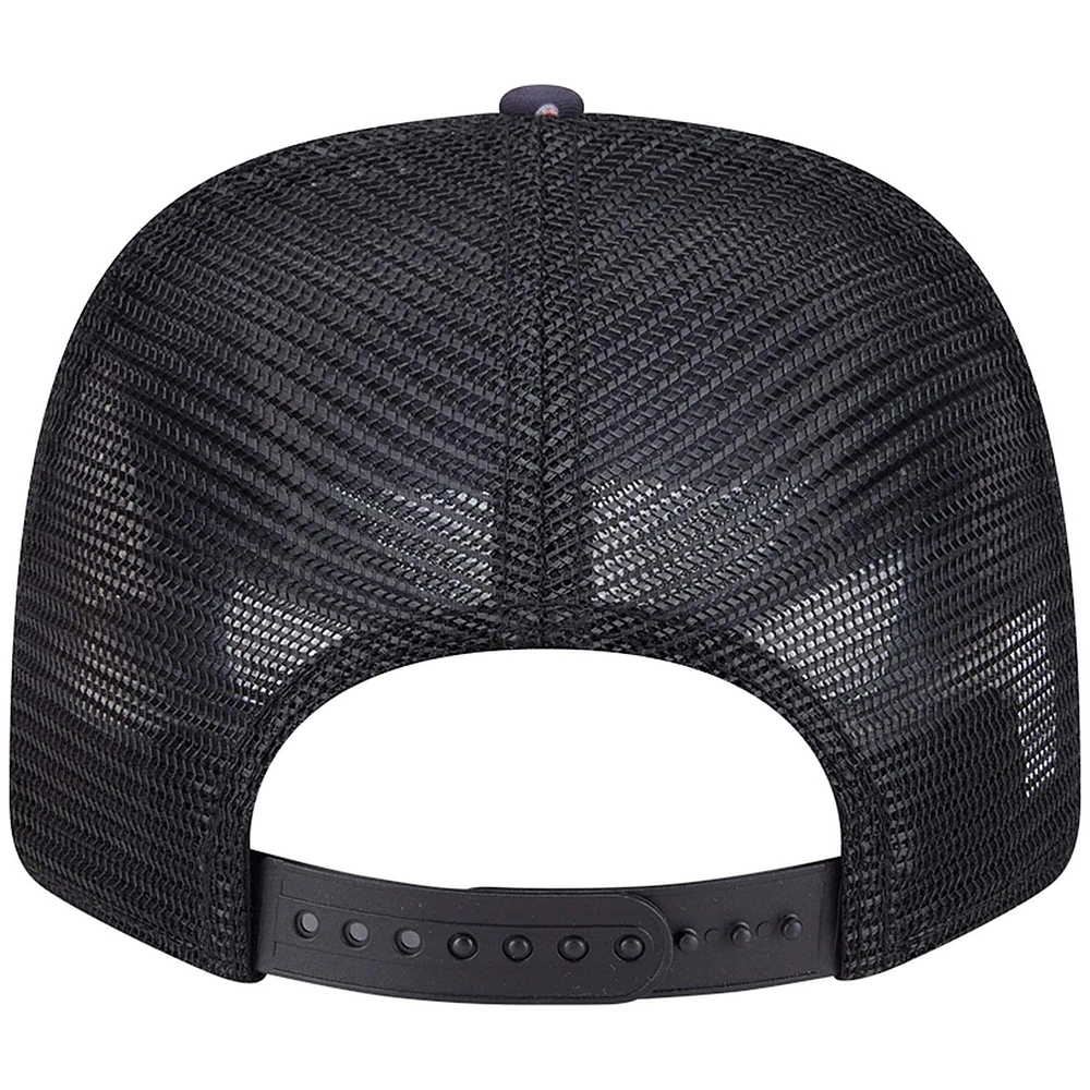 Men's New Era Black Chicago Cubs Adventure Drinks Pattern 9SEVENTY Stretch-Snap Hat