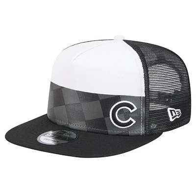 Men's New Era Black Chicago Cubs Checkmate Trucker 9FIFTY Snapback Hat