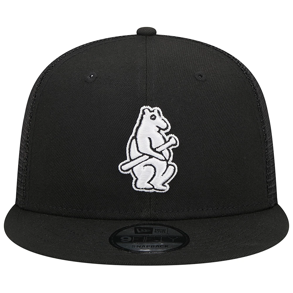 Casquette Snapback Trucker 9FIFTY Chicago Cubs Cooperstown Collection pour homme New Era noire