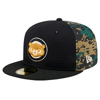 Casquette ajustée 59FIFTY noire Chicago Cubs Digi Camo New Era pour hommes