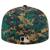 Casquette ajustée 59FIFTY noire Chicago Cubs Digi Camo New Era pour hommes