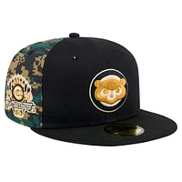 Casquette ajustée 59FIFTY noire Chicago Cubs Digi Camo New Era pour hommes