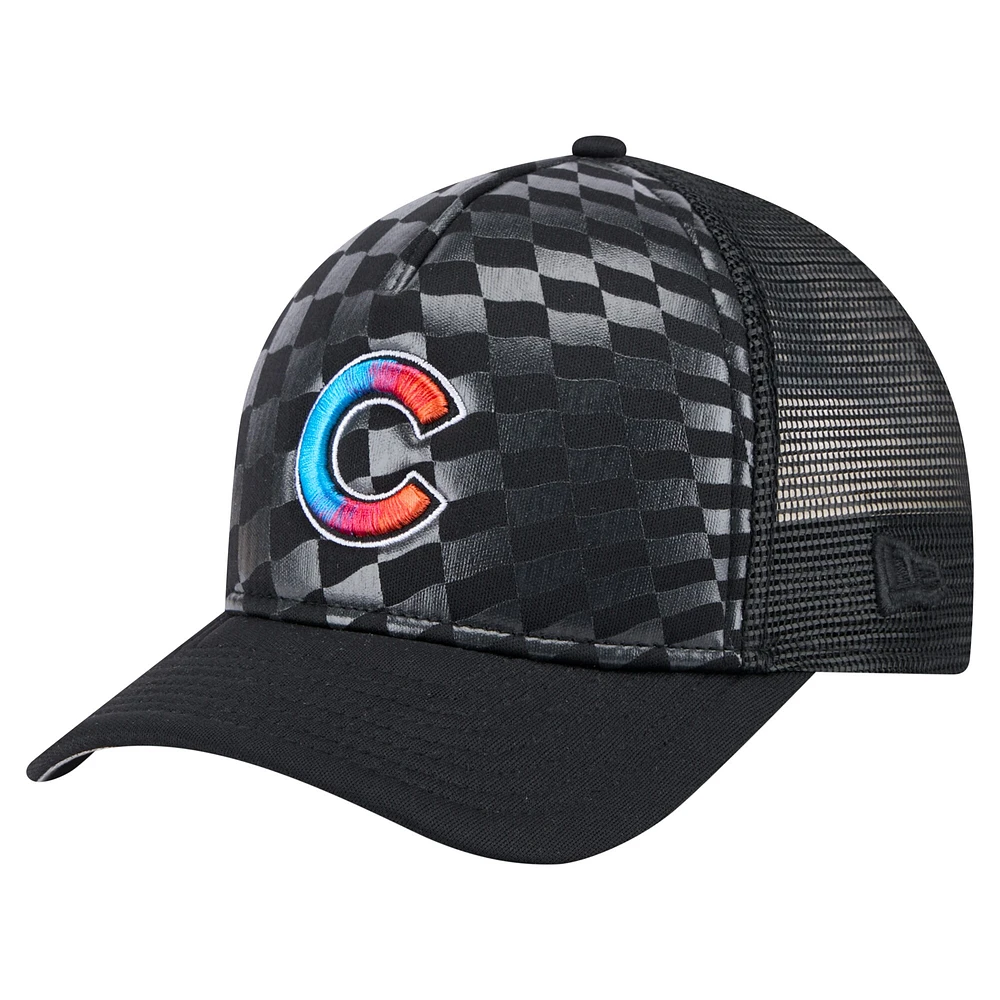 Casquette ajustable 9FORTY A-Frame M-Crown Trucker pour homme New Era noire Chicago Cubs