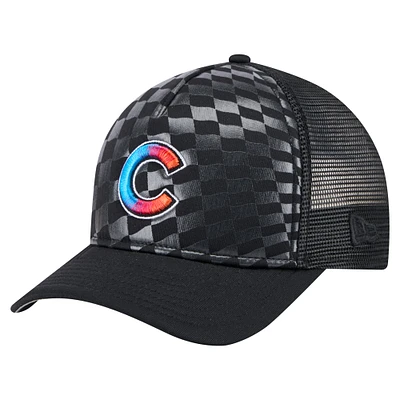 Casquette ajustable 9FORTY A-Frame M-Crown Trucker pour homme New Era noire Chicago Cubs