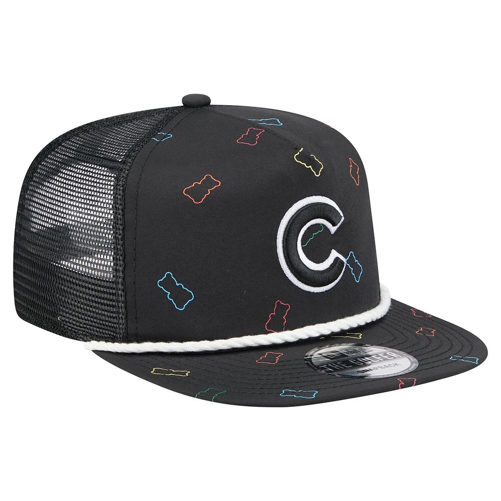Men's New Era  Black Chicago Cubs Gummy Golfer Trucker Snapback Hat