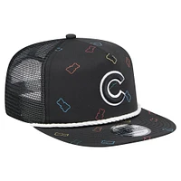 Men's New Era  Black Chicago Cubs Gummy Golfer Trucker Snapback Hat