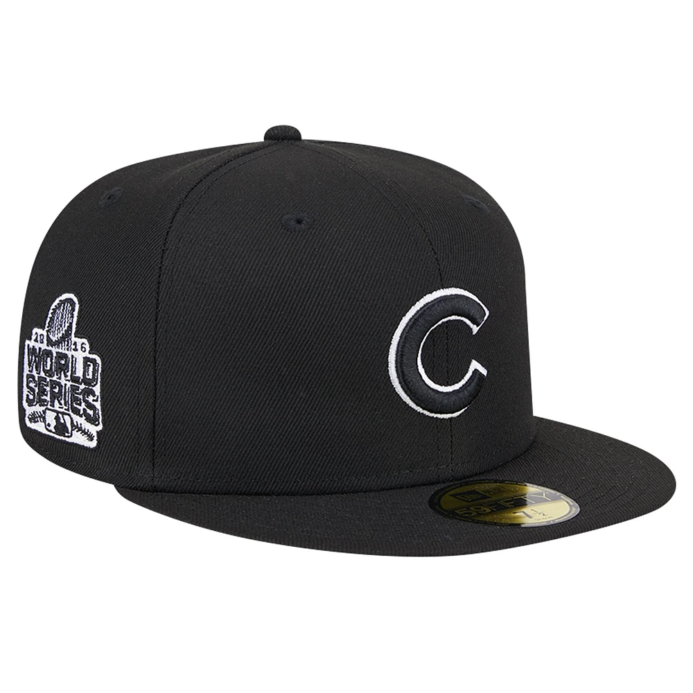 Casquette ajustée 59FIFTY noire avec logo des Chicago Cubs New Era pour hommes