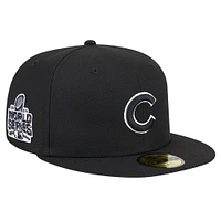 Casquette ajustée 59FIFTY noire avec logo des Chicago Cubs New Era pour hommes