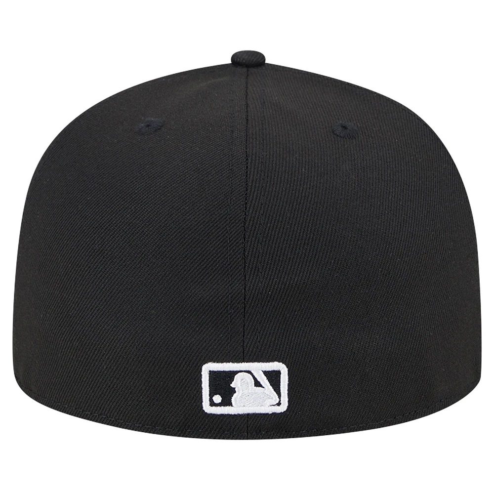 Casquette ajustée 59FIFTY noire avec logo des Chicago Cubs New Era pour hommes