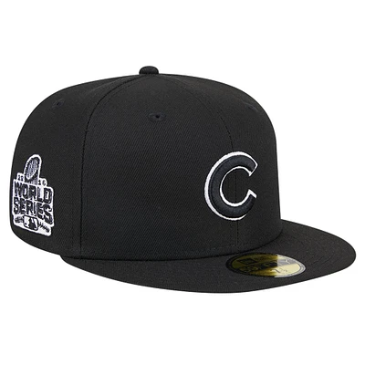 Casquette ajustée 59FIFTY noire avec logo des Chicago Cubs New Era pour hommes