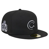 Casquette ajustée 59FIFTY noire avec logo des Chicago Cubs New Era pour hommes