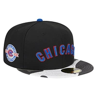 Casquette ajustée 59FIFTY noire à motif camouflage métallisé des Chicago Cubs New Era pour hommes