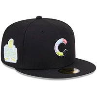 Casquette ajustée noire 59FIFTY Chicago Cubs New Era pour homme