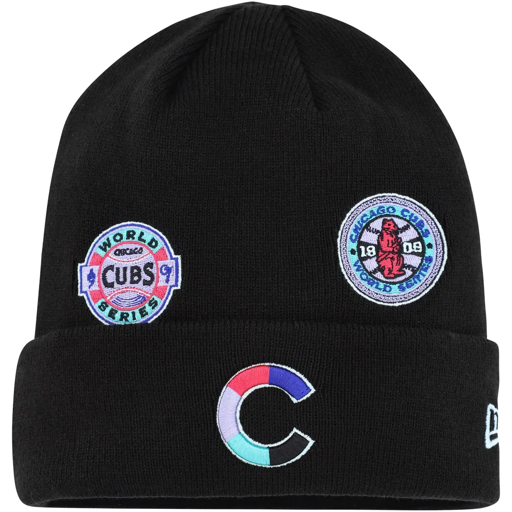 Men's New Era Black Chicago Cubs Polar Lights Cuffed Knit Hat