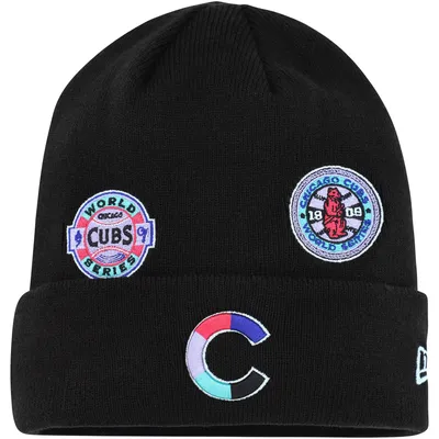 Bonnet en tricot à revers Polar Lights Chicago Cubs New Era pour homme, noir