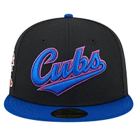 Casquette ajustée 59FIFTY rétro d'entraînement de printemps des Chicago Cubs New Era pour hommes, noire