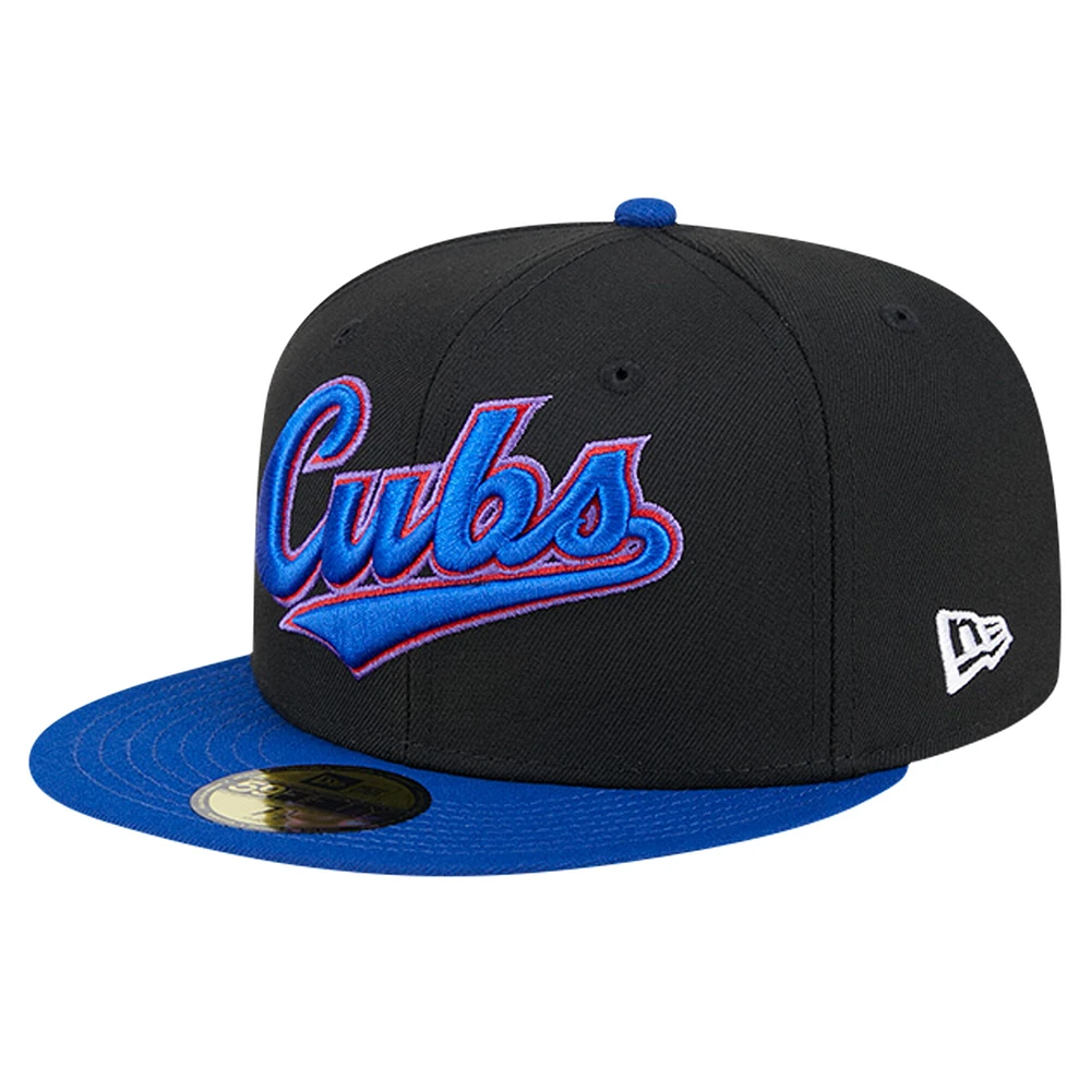 Casquette ajustée 59FIFTY rétro d'entraînement de printemps des Chicago Cubs New Era pour hommes, noire