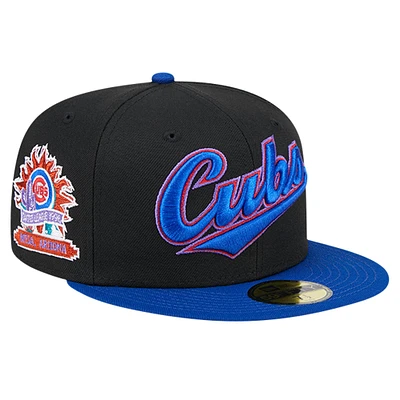 Casquette ajustée 59FIFTY rétro d'entraînement de printemps des Chicago Cubs New Era pour hommes, noire