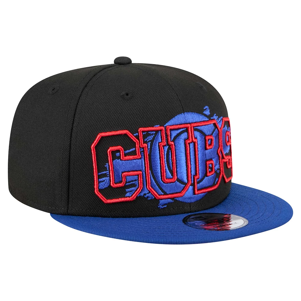 Men's New Era Black Chicago Cubs Splatter 9FIFTY Snapback Hat