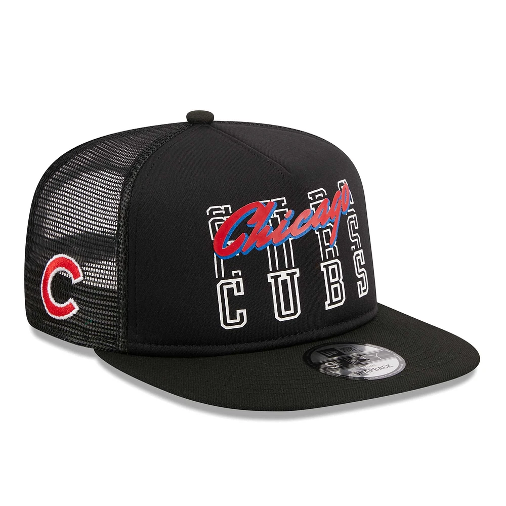 Men's New Era Black Chicago Cubs  Street Team A-Frame Trucker 9FIFTY Snapback Hat