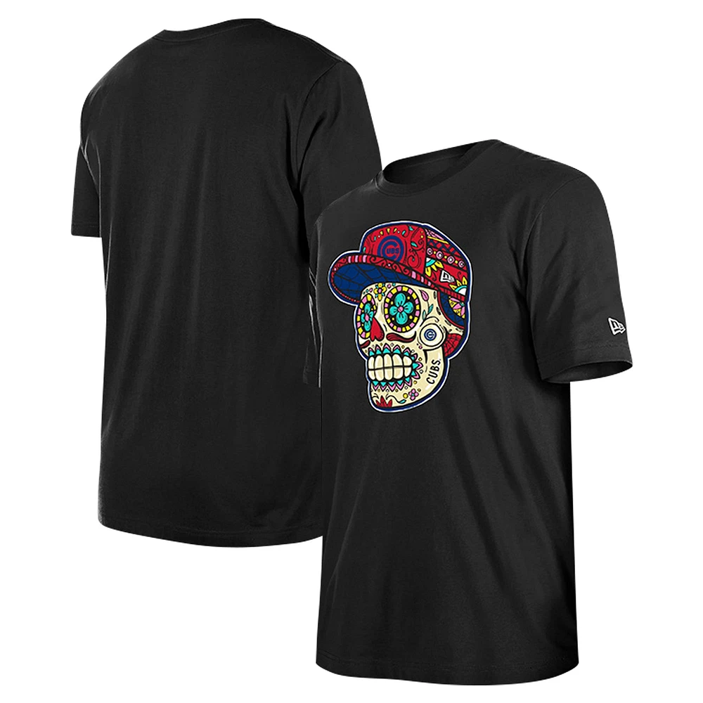 Men's New Era Black Chicago Cubs Sugar Skulls T-Shirt