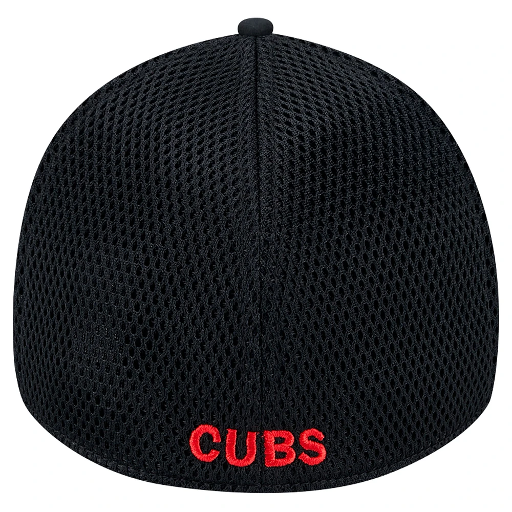 Casquette flexible 39THIRTY Team Tone des Chicago Cubs New Era noire pour hommes