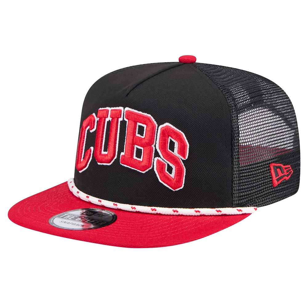 Casquette de golfeur Throwback Meshback des Chicago Cubs New Era noir/rouge pour hommes