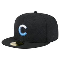 Men's New Era Black Chicago Cubs Tonal Koi 59FIFTY Fitted Hat